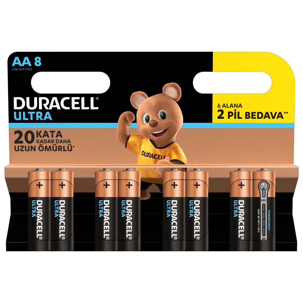 Duracell Ultra Alkalin AA 1.5V Piller 8 adet paket