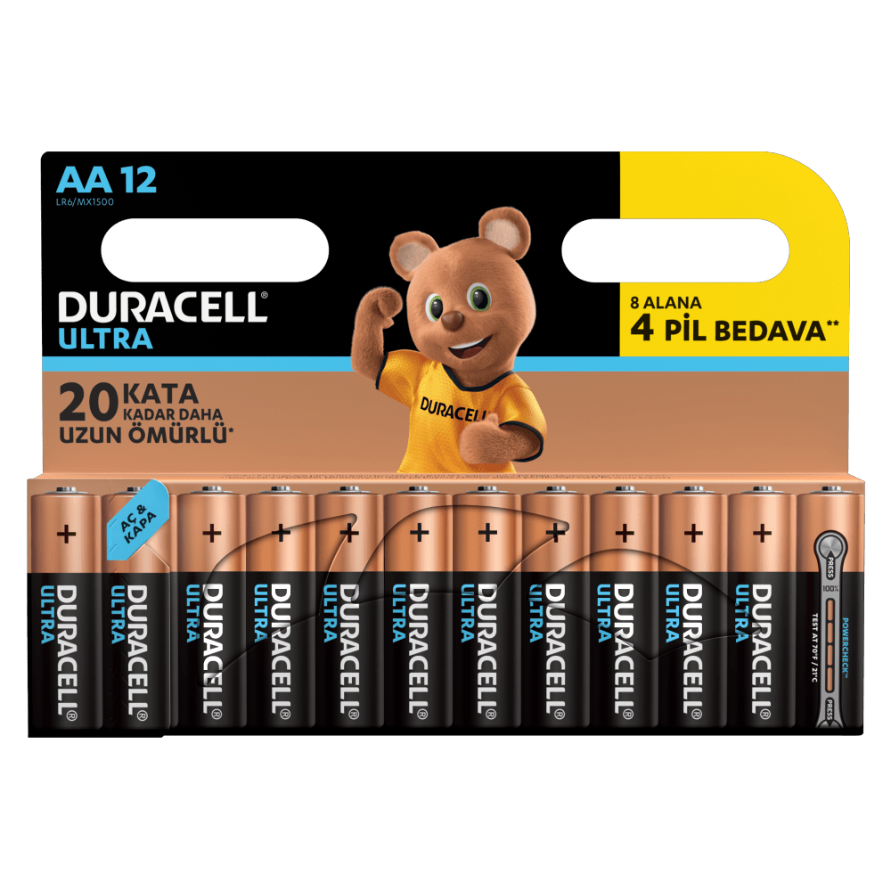 Duracell Ultra Alkalin AA 1.5V Piller 12 adet paket