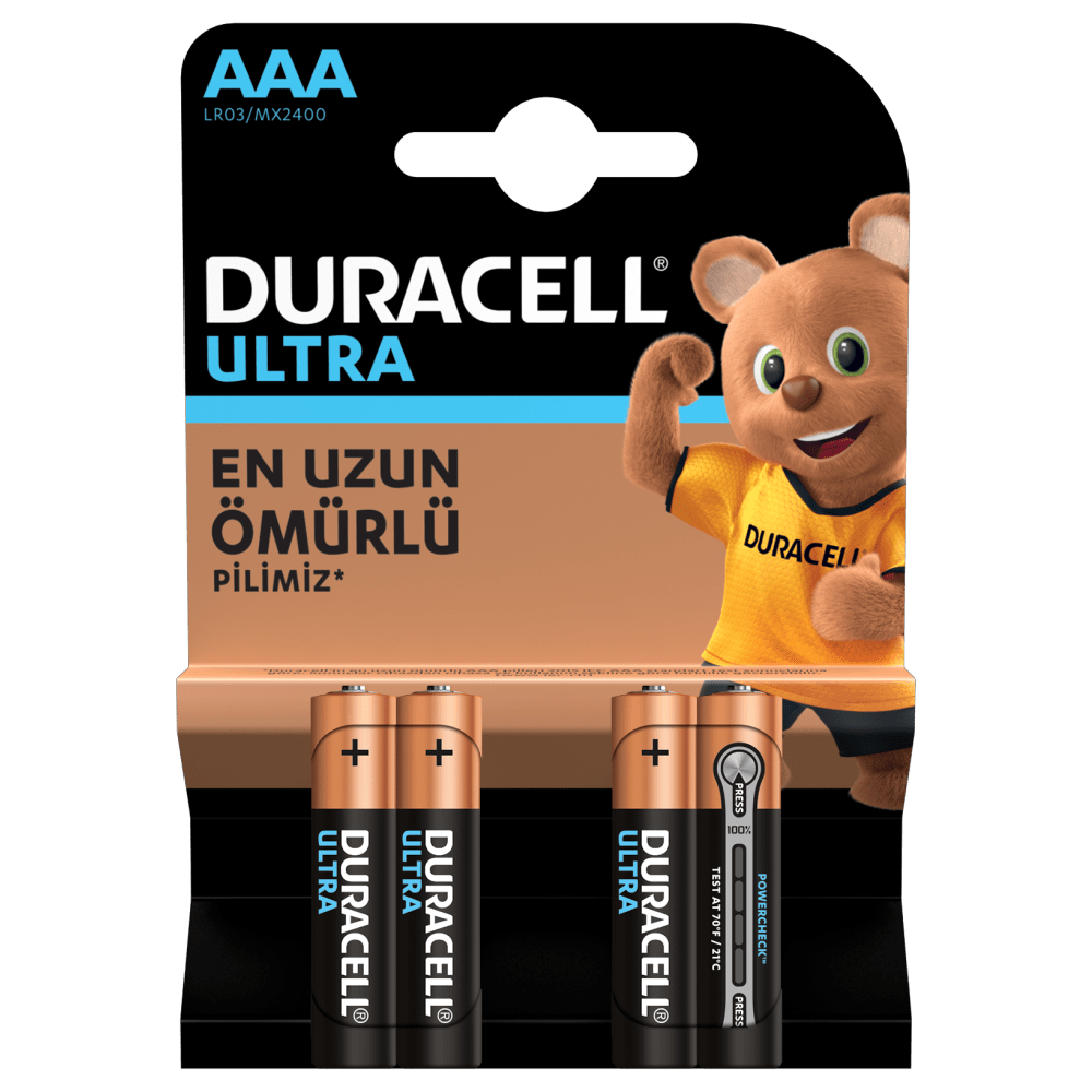 Duracell Ultra Alkalin AAA Piller 4 adet paket