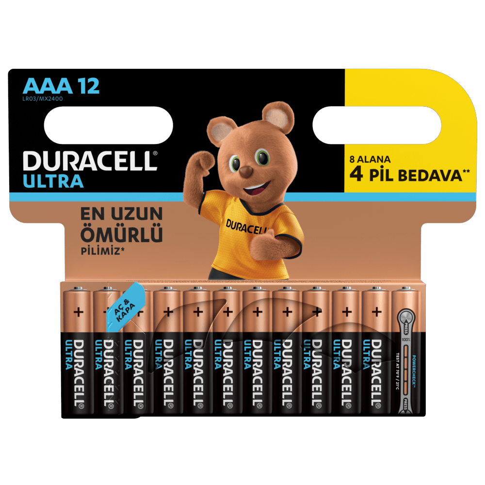 Duracell Ultra Alkalin AAA Piller 12 adet paket
