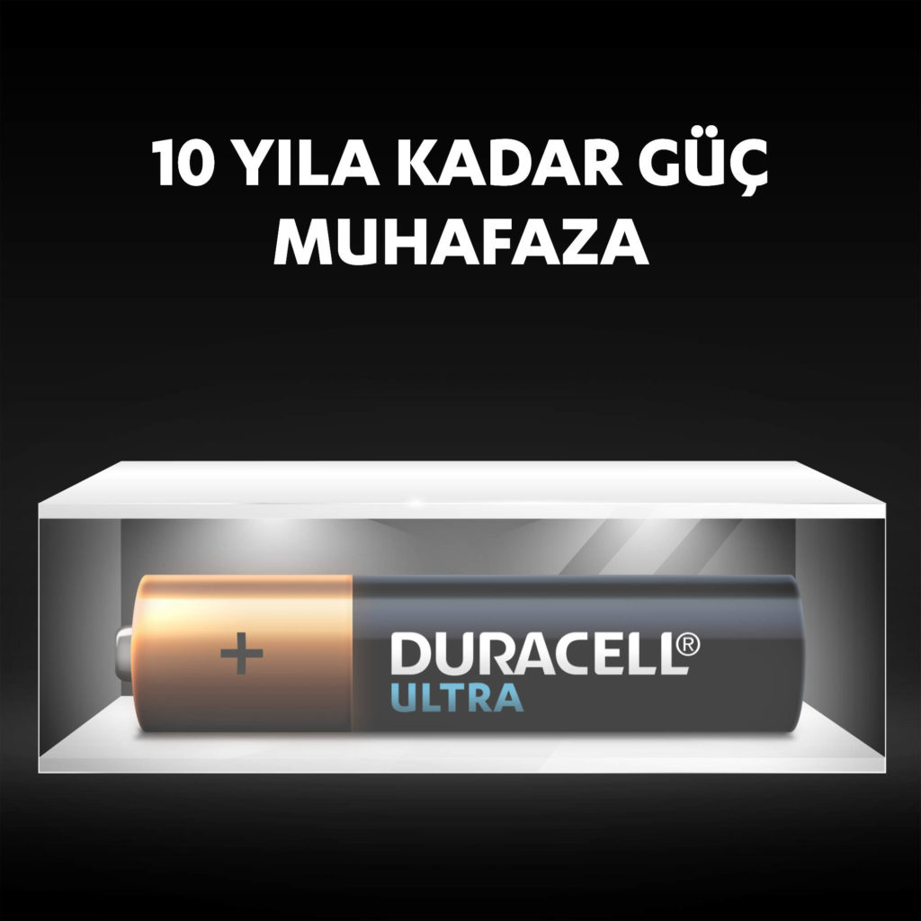 Kullanılmamış Duracell Alkalin Ultra AAA Piller, ortam depolama alanında 10 yıla kadar taze ve güçle çalışır