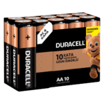 Duracell Alkalin AA boyutlu Piller, 10 parçalı bir pakette