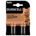 Duracell Alkalin AAA boyutlu Piller, 4 parçalı bir pakette