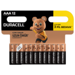 Duracell Alkalin AAA boyutlu Piller, 12 parçalı bir pakette