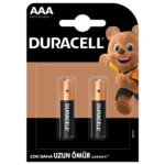 Duracell Alkalin AAA boyutlu Piller, 2 parçalı bir pakette