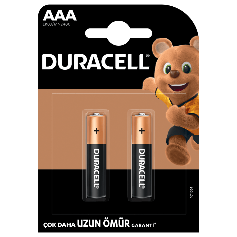 Duracell Alkalin AAA boyutlu Piller, 2 parçalı bir pakette