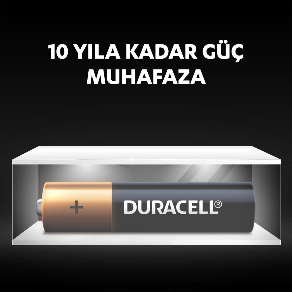 Duracell Alkalin Piller, depolama grafiğinde 10 yıl garantilidir